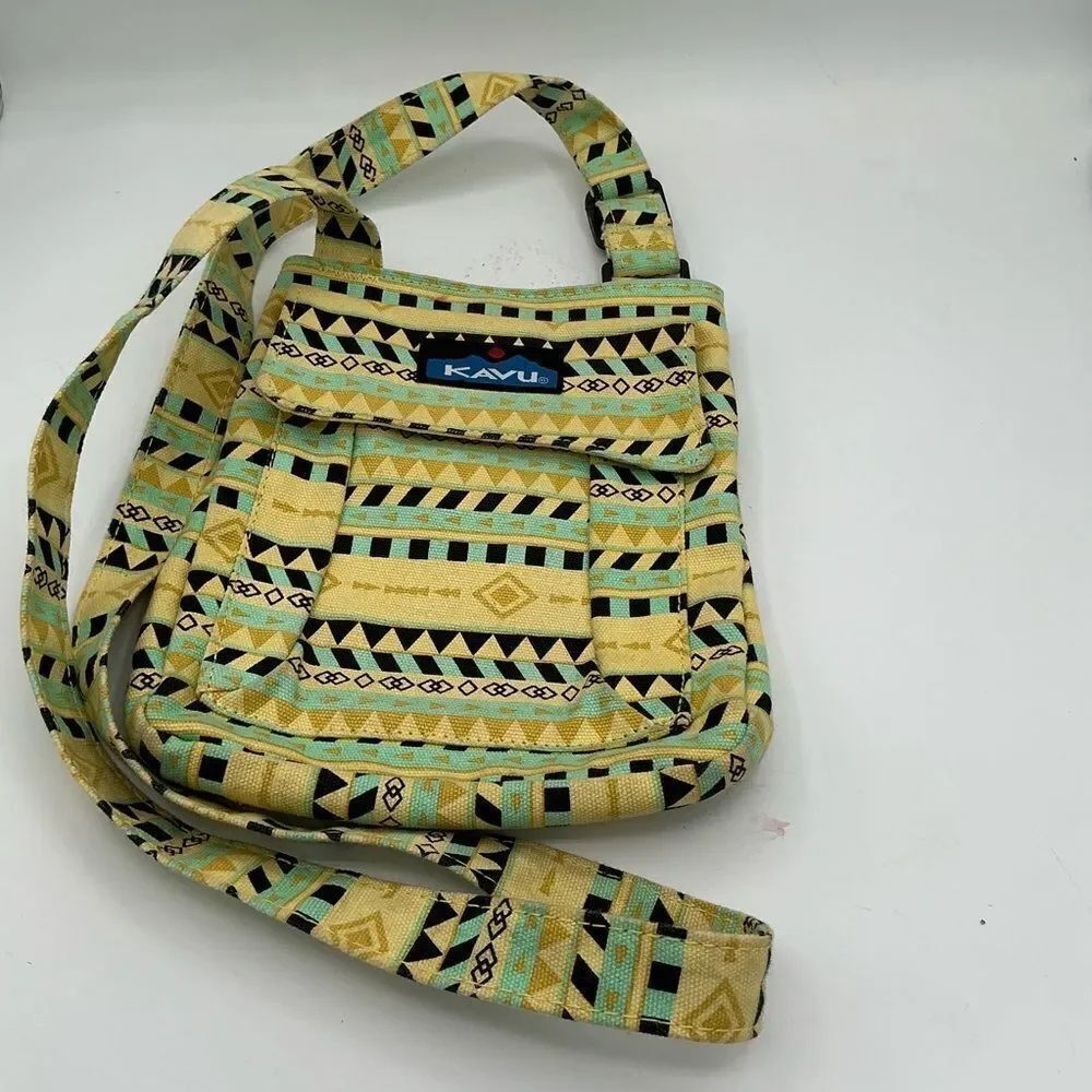 Kavu crossbody bag,, yellow, green & black design